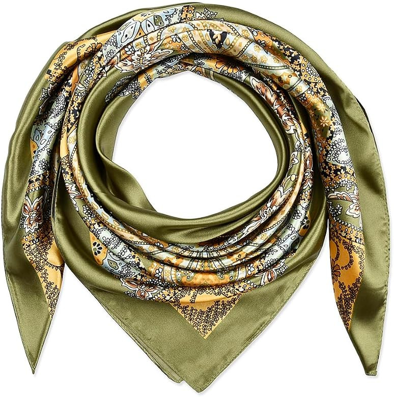 corciova 35 x 35 Large Square Hair Scarf for Women Silk Like Curly Headband Tie Sleeping at Night... | Amazon (UK)
