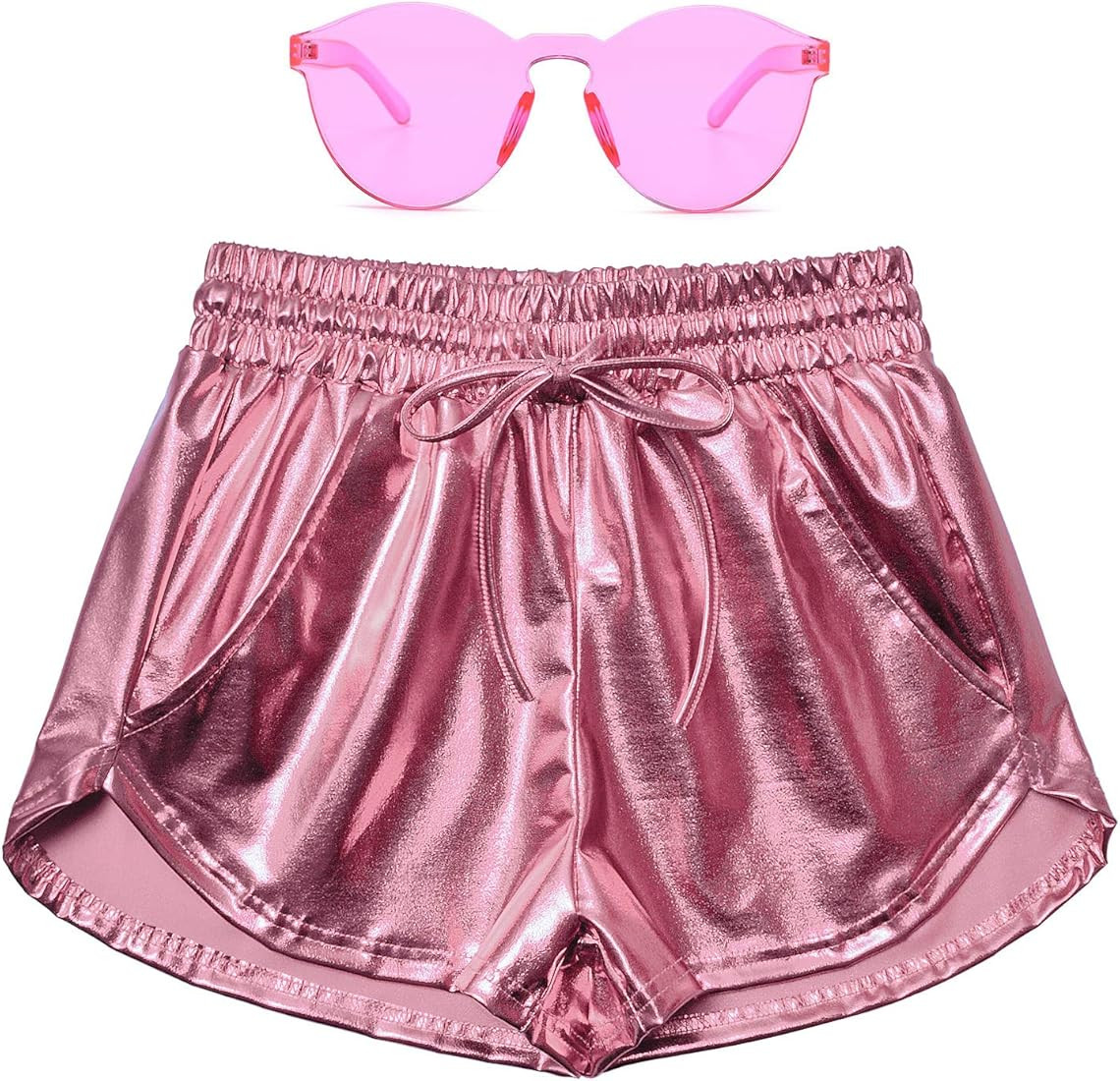 Perfashion Women's Metallic Shorts Summer Sparkly Hot Outfit Shiny Short Pants | Amazon (US)