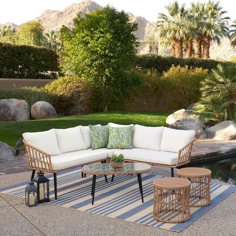 Byron 2 Piece Rattan Sectional Seating Group with Cushions | Wayfair North America