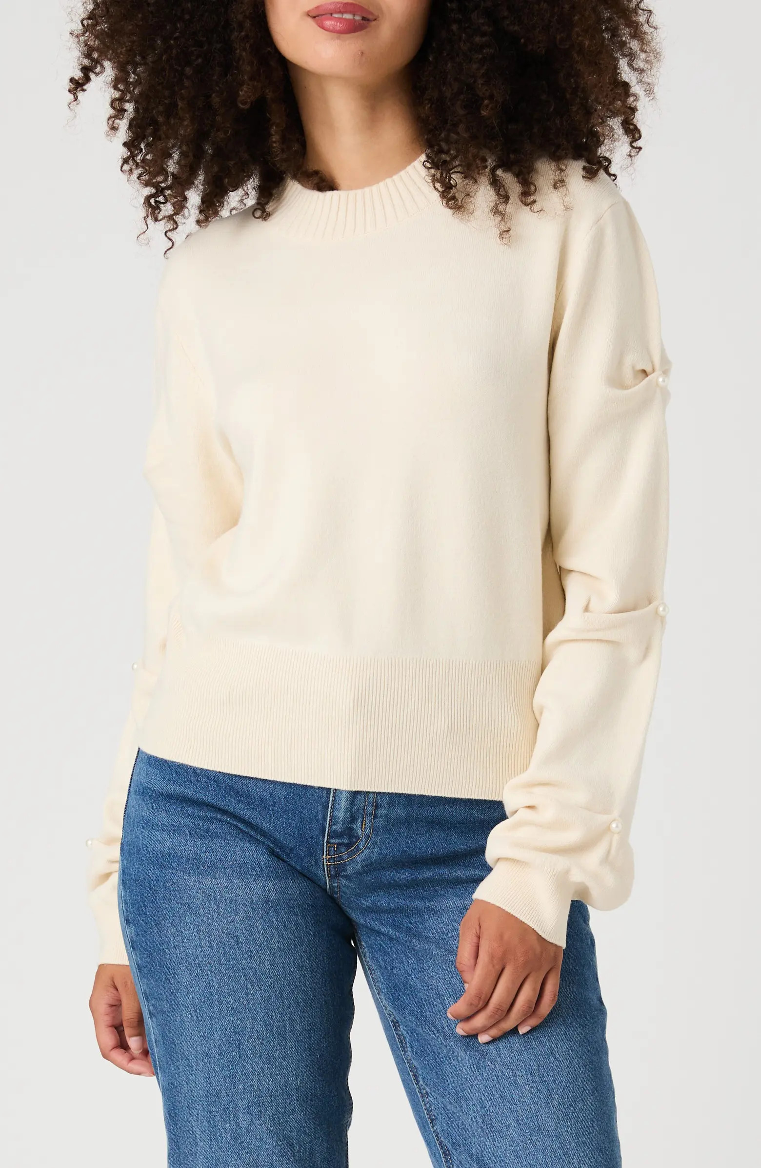French Connection Baysoft Pearl Sleeve Sweater | Nordstromrack | Nordstrom Rack