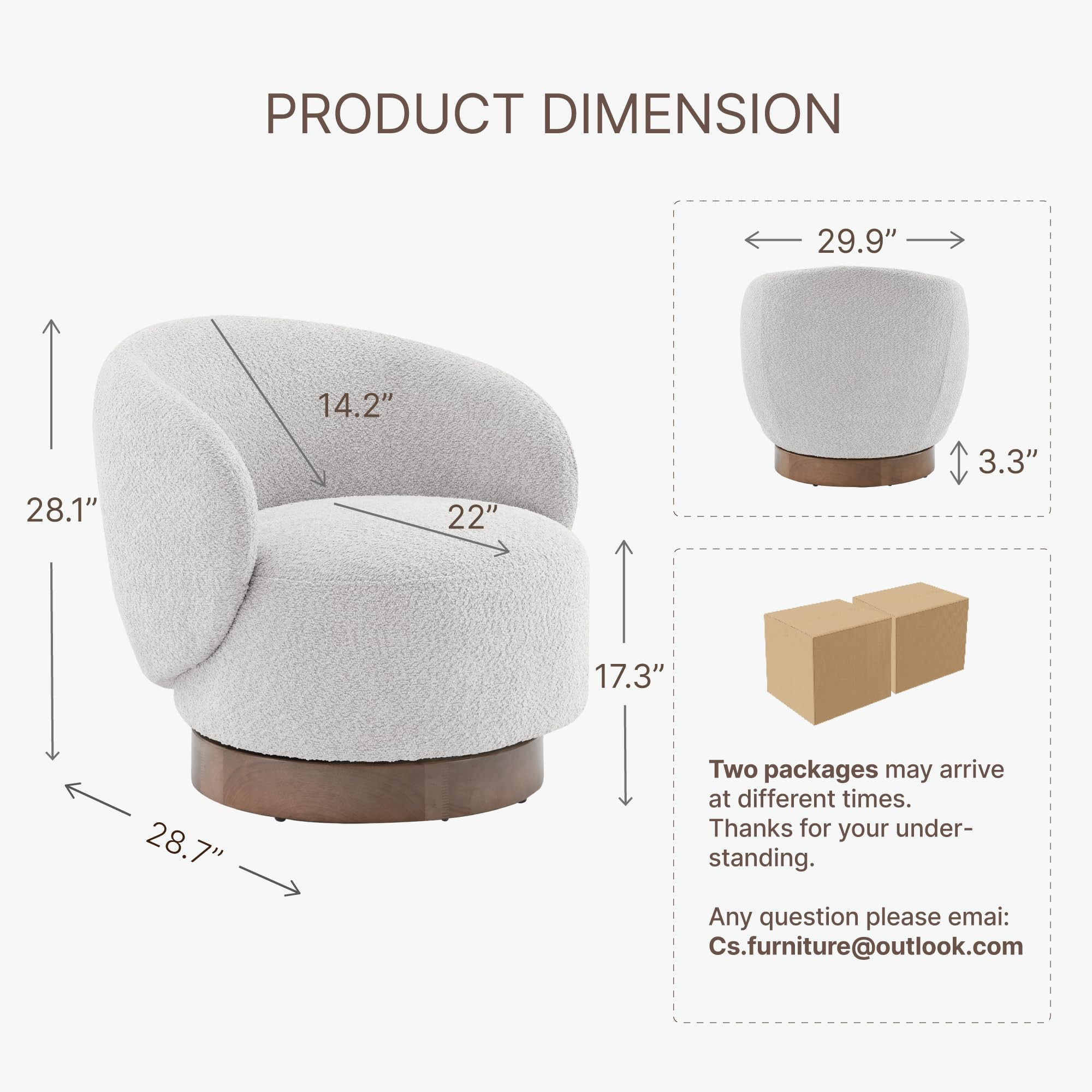 Swivel Accent Chair Round Barrel Armchair Upholstered Performance Fabric for Living Room Bedroom ... | Amazon (US)