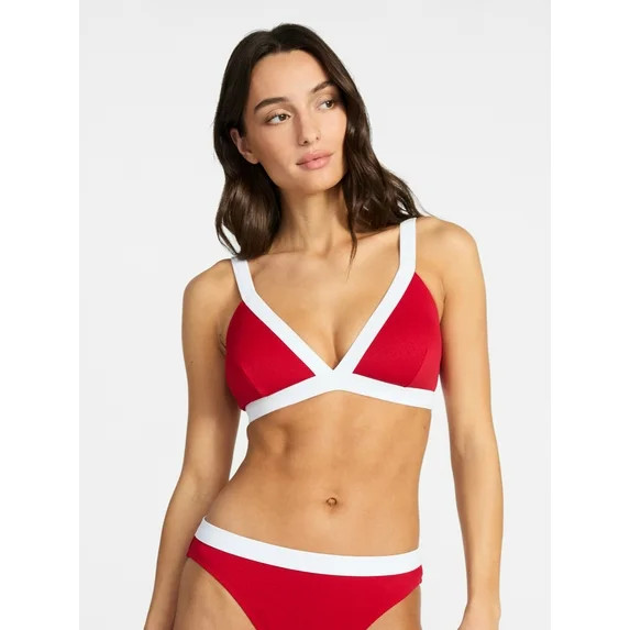Time and Tru Women's and Women's Plus Size Contrast Banded Bikini Top, Sizes XS-3X | Walmart (US)