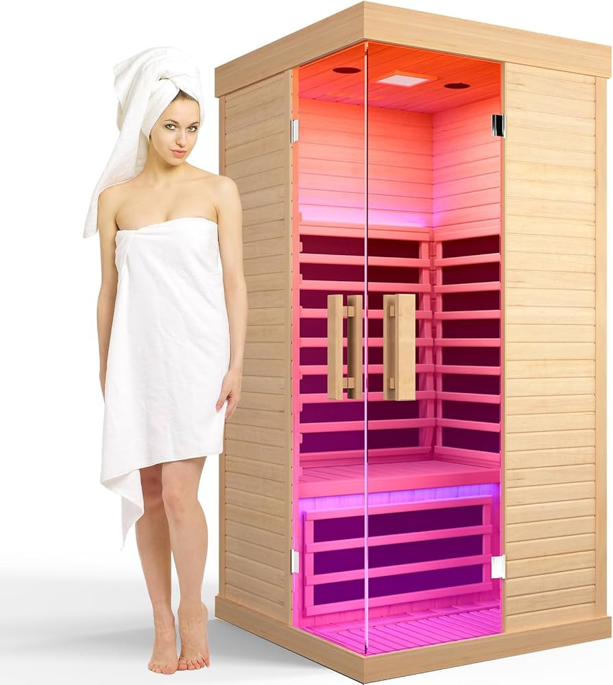 Sauna Far Infrared Saunas for Home Indoor Room 1 Person Wood Canadian Hemlock 1420W Low-EMF Dry S... | Amazon (US)