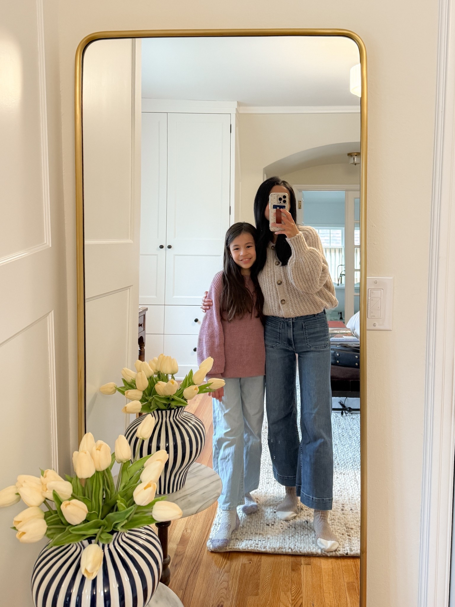 Mommy daughter date with my middle 🫶. Cardigan XXS, most comfortable jeans 23P in color Denim Medium Blue (I have in Korat Wash too + love!) #springoutfit 

#LTKPetite #LTKSeasonal #LTKStyleTip