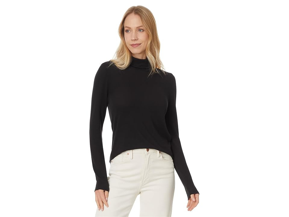 Eileen Fisher Turtle Neck Top Women's Clothing Black : MD, Cotton/Lyocell/Sheer | Zappos