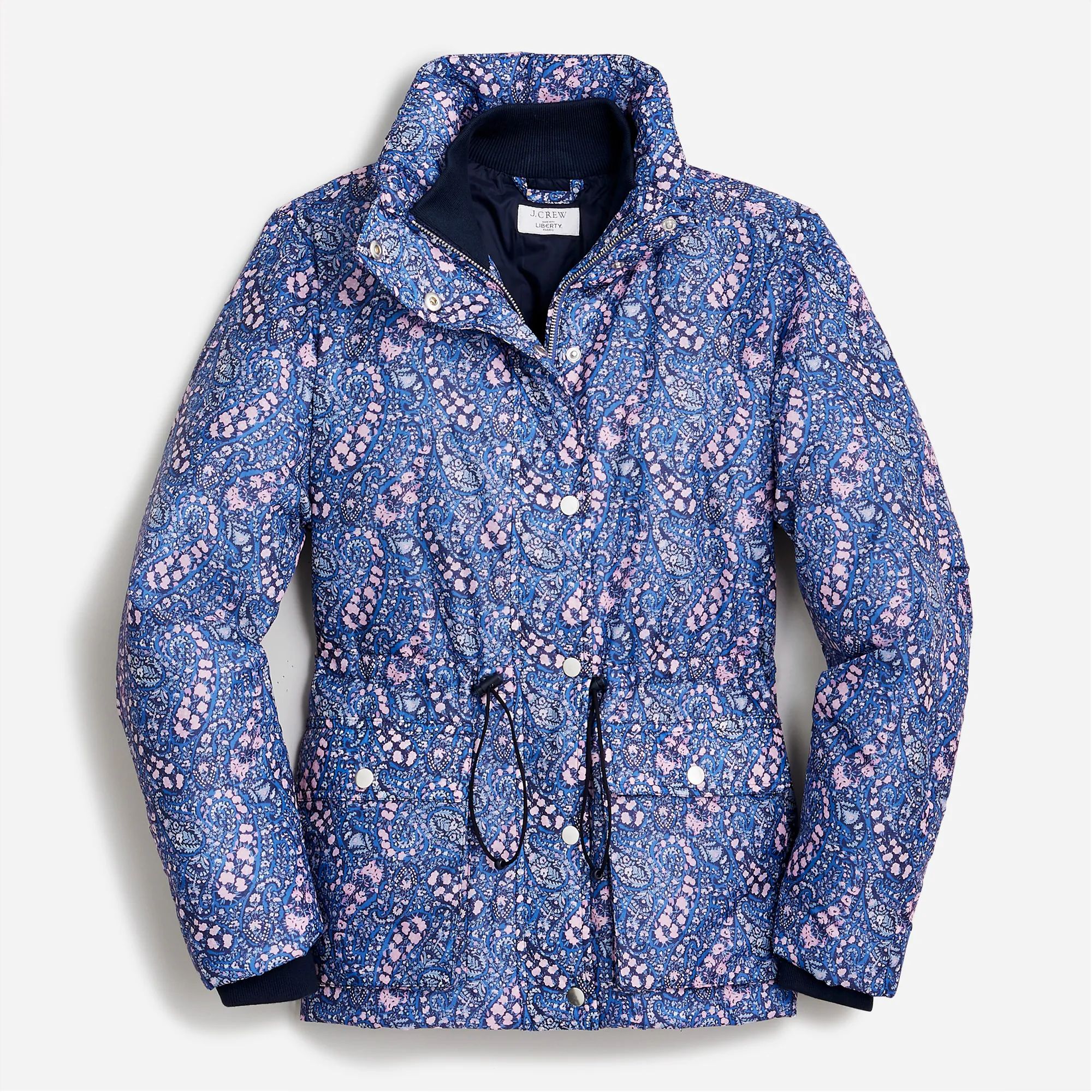 J.Crew: Cinched-waist Puffer Jacket In Liberty® Bourton Bloom Fabric For Women | J.Crew US