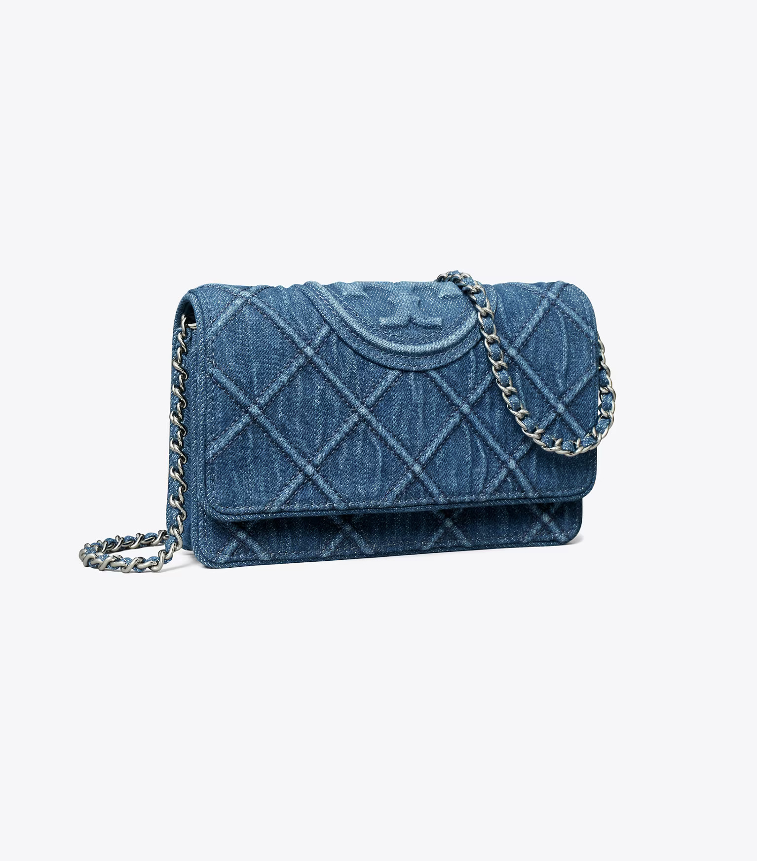 Fleming Soft Denim Chain Wallet: Women's Designer Mini Bags | Tory Burch | Tory Burch (US)