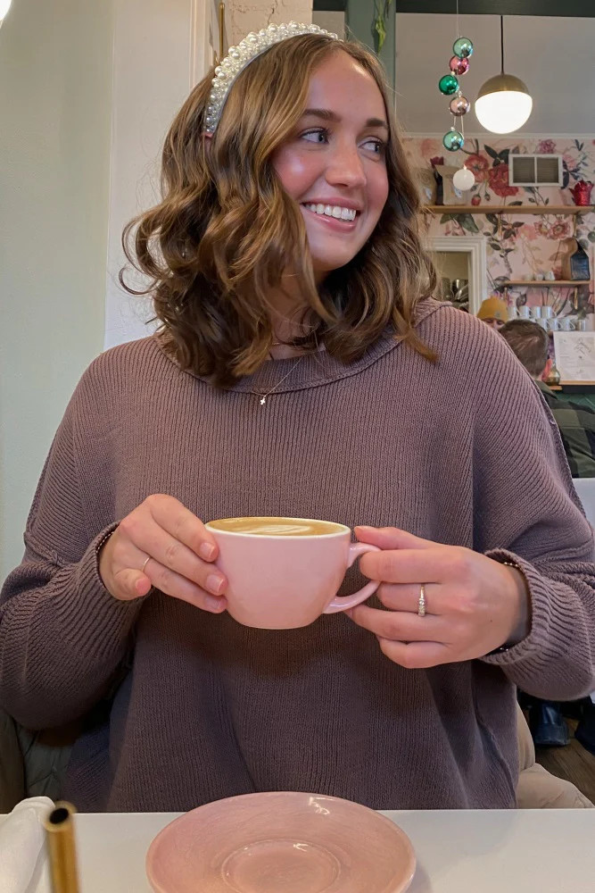 Brown Exposed Seam Side Slit Sweater | PinkBlush Maternity