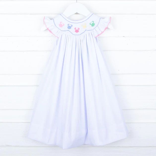 Pastel Mouse Ears Smocked White Pique Dress | Classic Whimsy