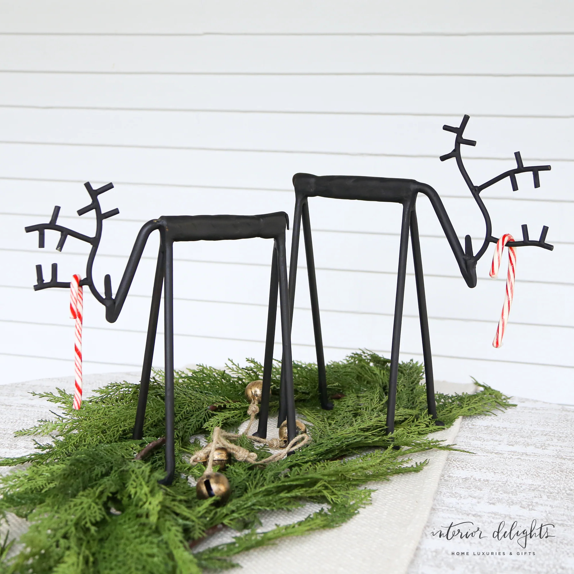 15" and 13" Black Deer Looking Down- Set of 2 | Interior Delights