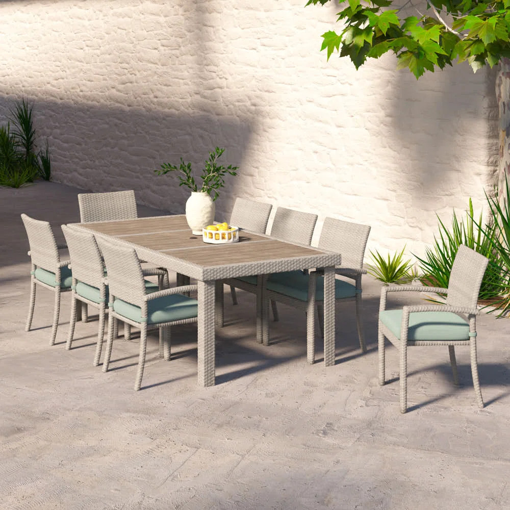 Ehrenfried 8-Person Wicker Patio Dining Set with Sunbrella Cushions | Wayfair North America