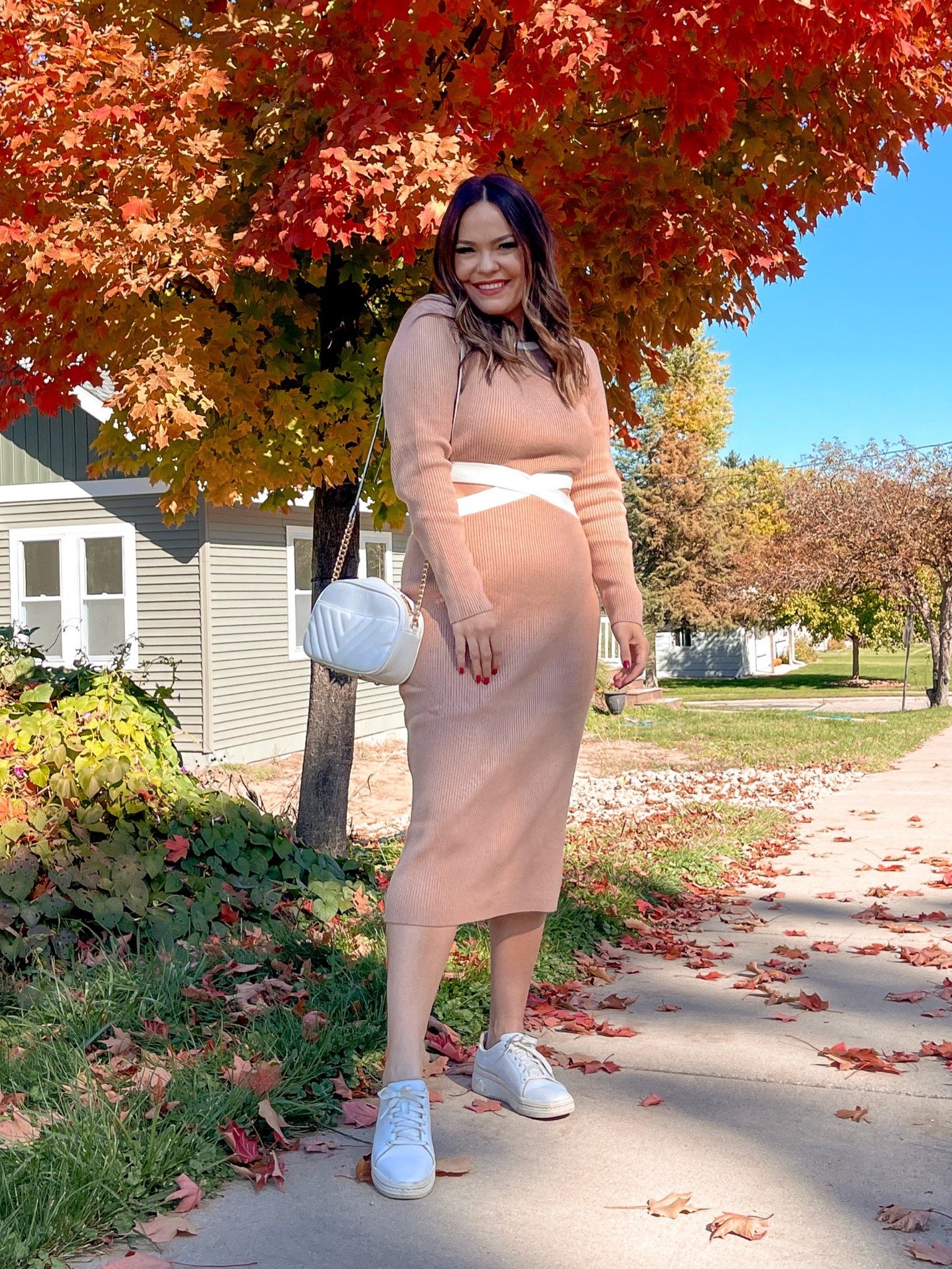 fall midsize sweater dress from Amazon / cutout dress / crossover dress / ribbed midi dress / postpartum fashion 

#LTKunder50 #LTKcurves #LTKstyletip