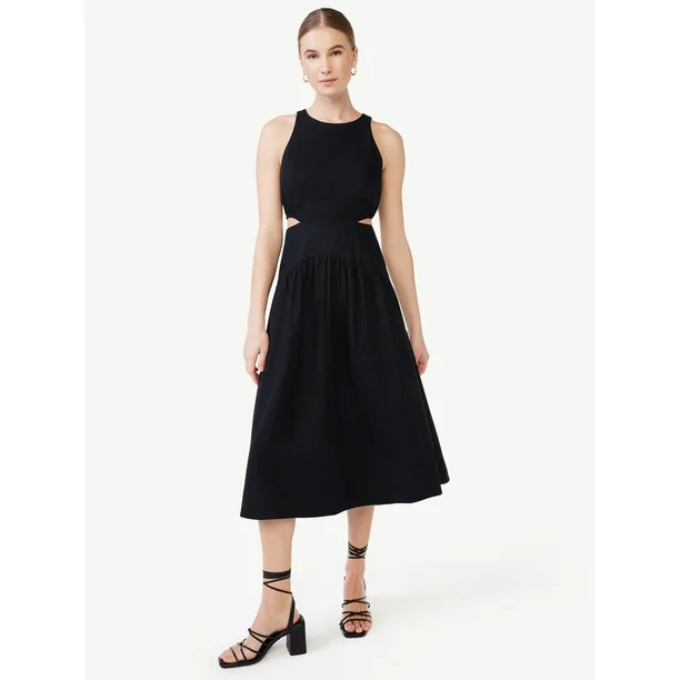 Scoop Women's Linen Cutout Midi Dress | Walmart (US)