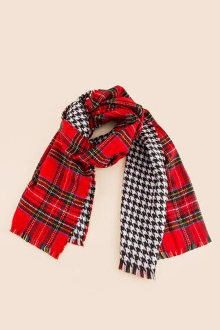 Tiffany Plaid Houndstooth Double Sided Scarf  - francesca's | Francesca's