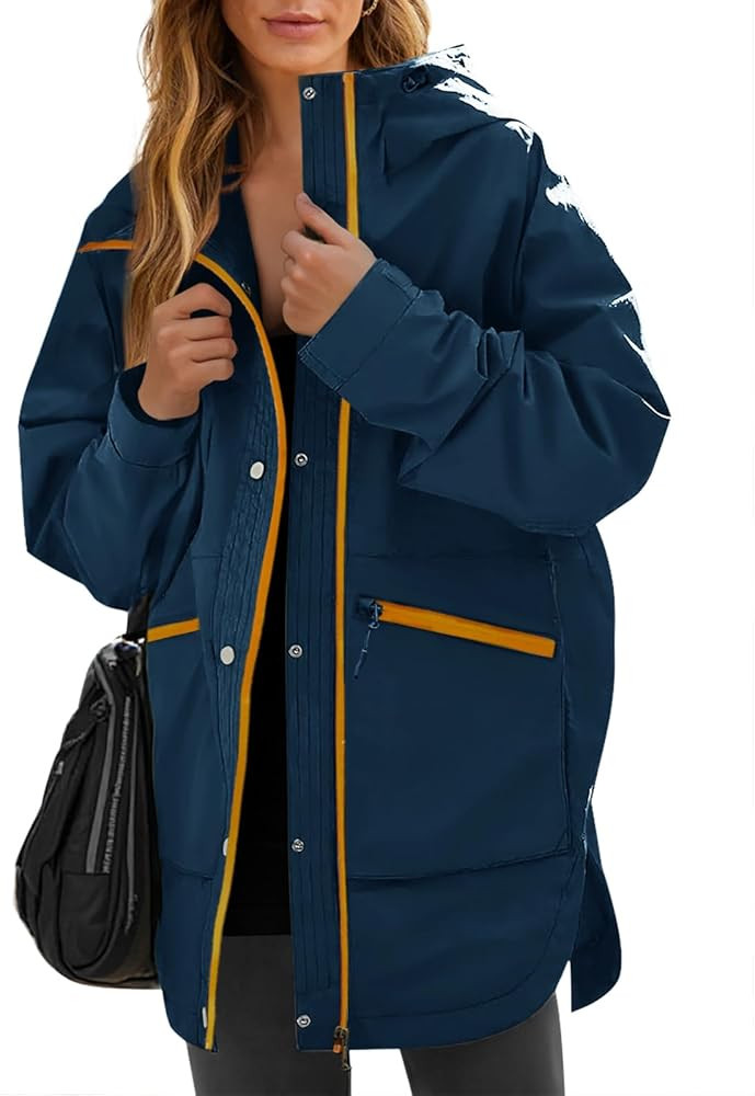 Yousify Womens Waterproof Rain Jackets Raincoat Hooded Lined Windbreaker Trench Coat With Pockets... | Amazon (US)
