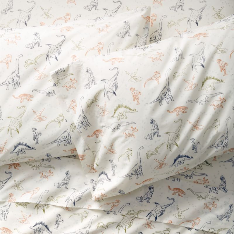 Modern Koro Queen Organic Kids Dinosaur Sheet Set | Crate & Kids | Crate & Barrel