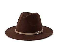 Lisianthus Women Classic Felt Fedora Wide Brim Hat with Belt Buckle | Amazon (US)