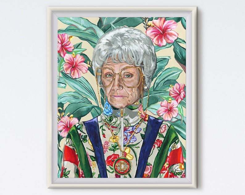Sophia Sophia Petrillo Acrylic Painting Estelle Getty Art Print Golden Girls Tropical Golden Girl... | Etsy (US)