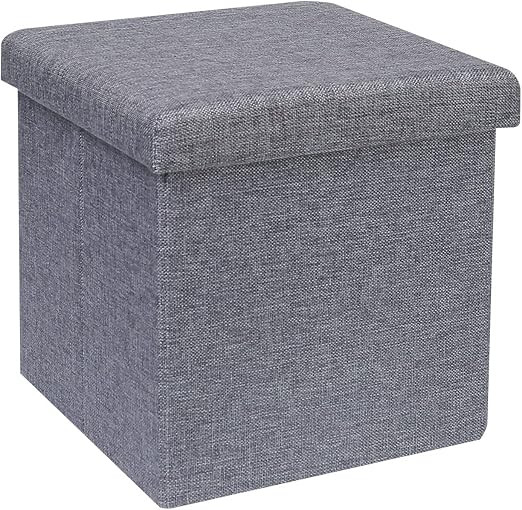 B FSOBEIIALEO Storage Ottoman Cube, Linen Small Coffee Table, Foot Rest Stool Seat, Folding Toys ... | Amazon (US)