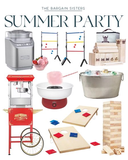 Summer Party Finds 

| Outdoor Party | Family BBQ | Outdoor Games | Cornhole | Cotton Candy | Ice Cream Machine | Popcorn Machine | Giant Jenga | Ladderball | Beverage Tub | Kubb

#LTKparties #LTKSeasonal #LTKfamily