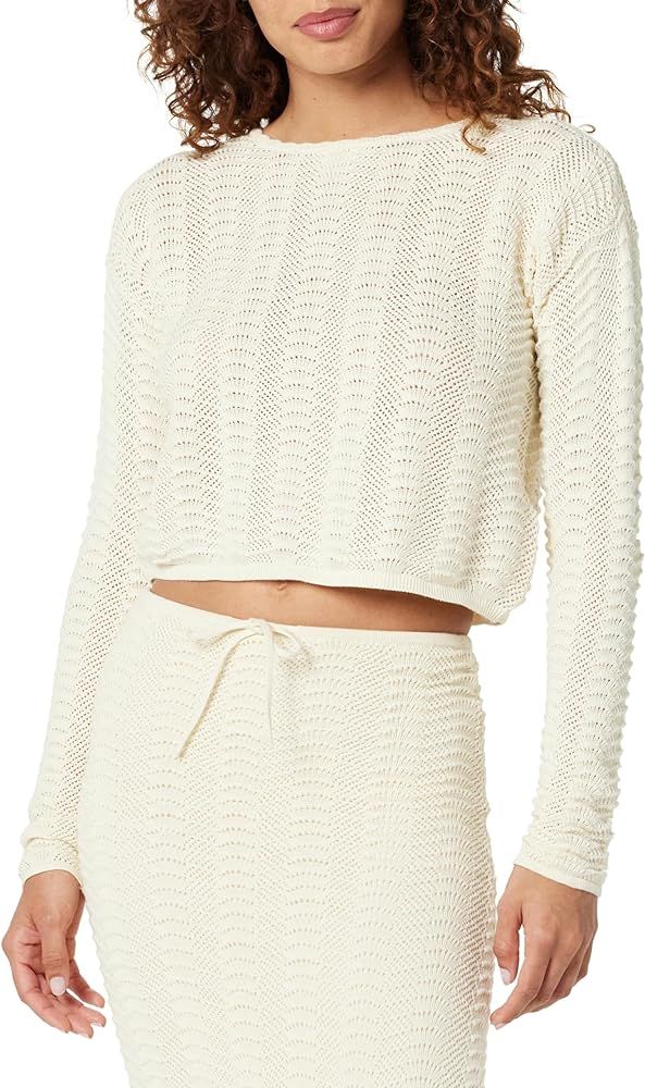 The Drop Women's Makayla Crochet Drop-Shoulder Cropped Pullover | Amazon (US)
