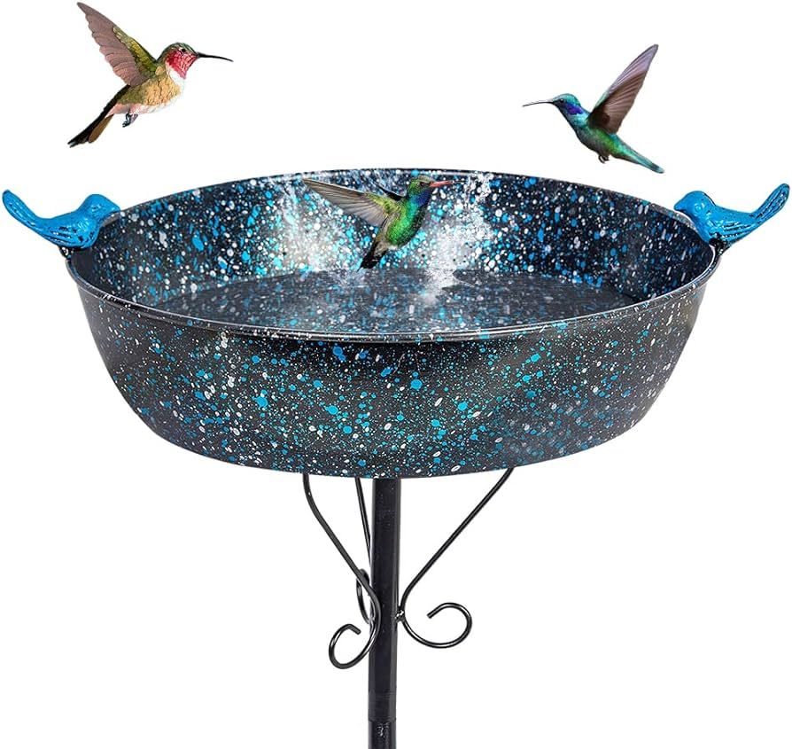 Outdoor Garden Bird Bath, Metal Birdbath with Stable Stakes Bird Feeders for Outdoor Yard Lawn Pa... | Amazon (US)