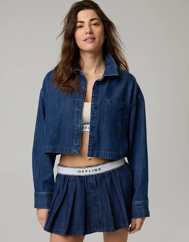 OFFLINE By Aerie Cropped Button Up Shirt | Aerie