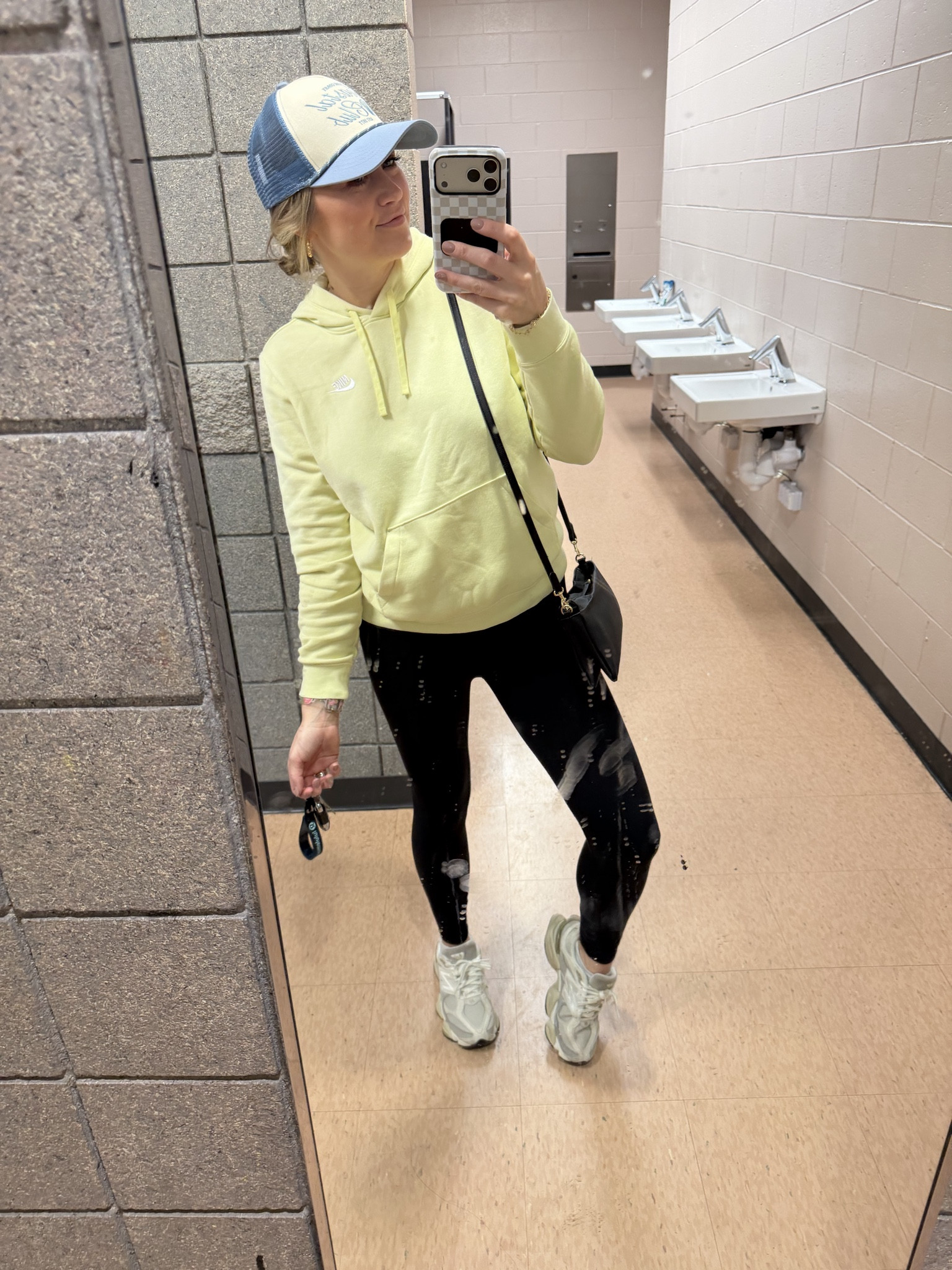 Easy sporty mom fit! I always love throwing a baseball hat on the no wash hair days! 

new balance 9060 sneakers yellow hoodie baseball hat trucker hat crossbody  

 #LTKdayinmylife #LTKootd #LTKmomlife