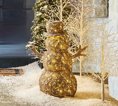 Lit Rattan Snowman | Pottery Barn (US)