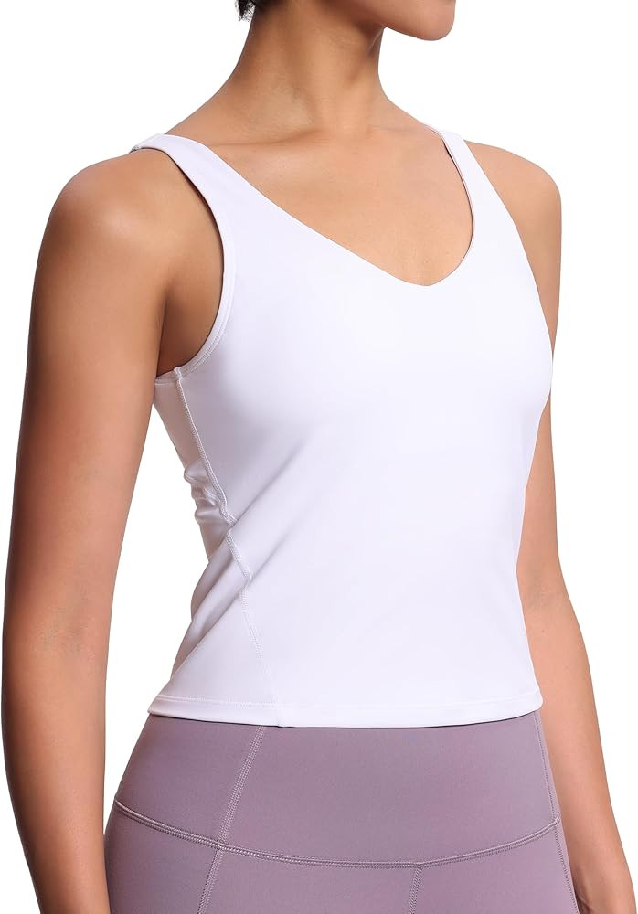 THE GYM PEOPLE Women's Longline Sports Bra Wirefree Padded Workout Yoga Tank Top | Amazon (US)