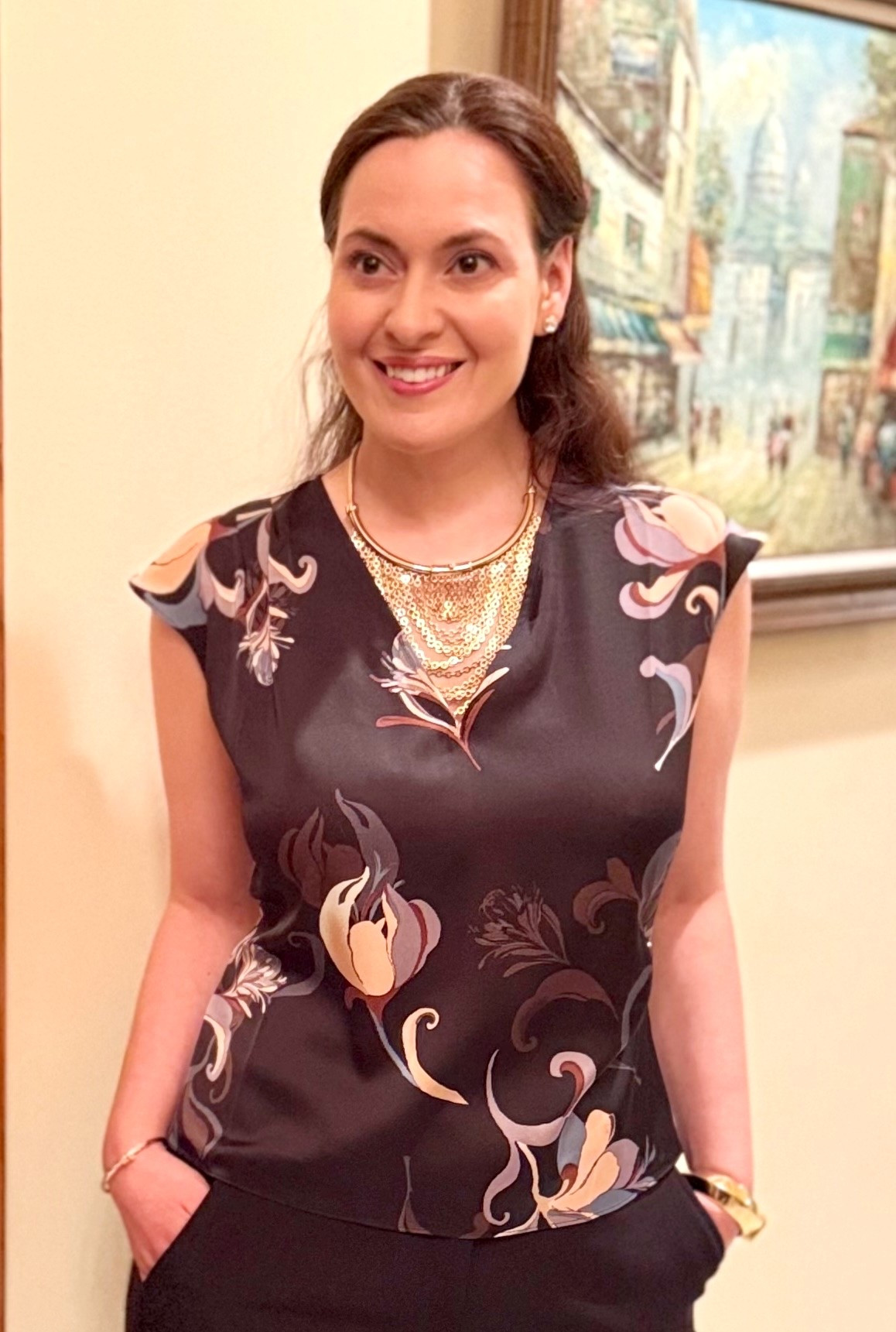 Beautiful satin v-neck top is perfect for Fall. I like the cap sleep and pretty print  You can also wear this top under a blazer. 

#LTKSeasonal #LTKFindsUnder100 #LTKOver40