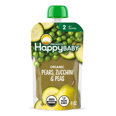 Happy Baby Organics Clearly Crafted Stage 2 Pears, Zucchini & Peas - 4oz | Target