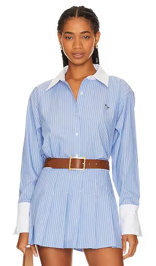 Beverly Hills Stripe Shirt in Blue & White Stripe | Revolve Clothing (Global)