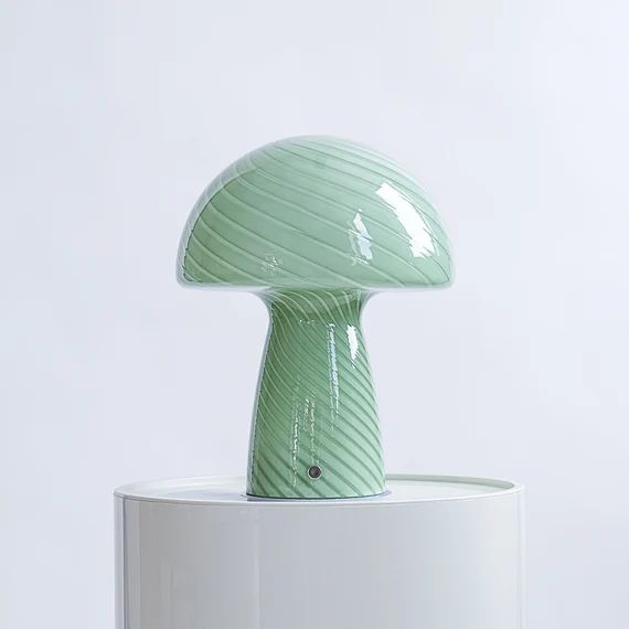 Large Green Glass Mushroom Table Lamp  MCM Murano Inspired  - Etsy | Etsy (US)