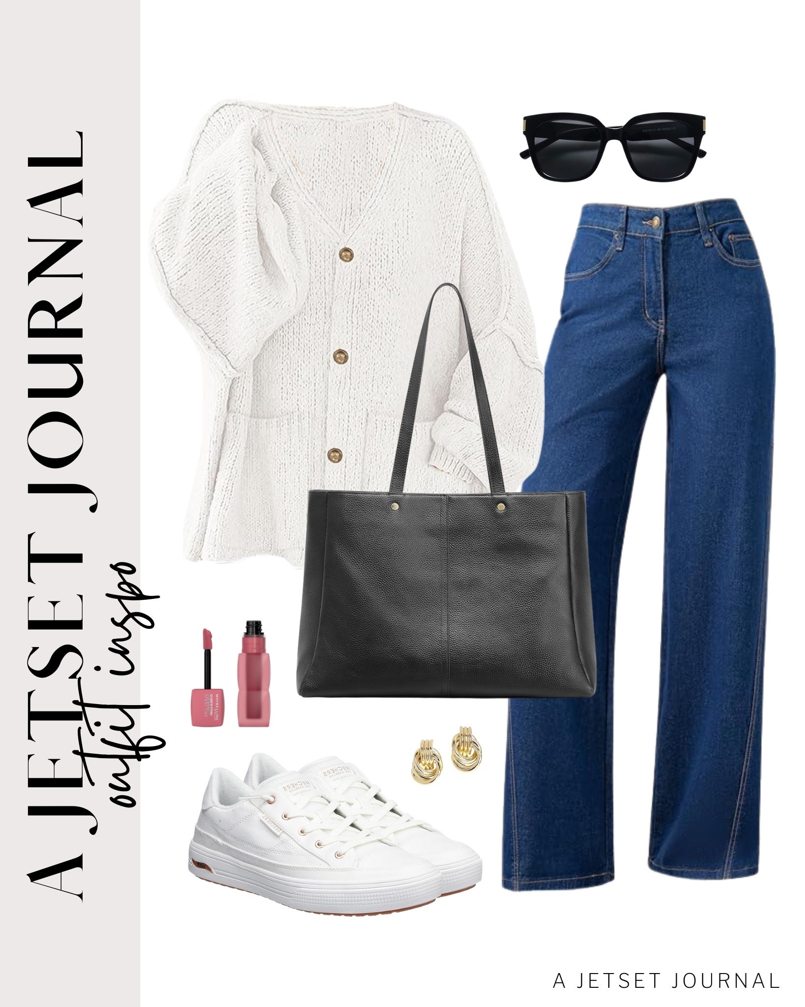 Perfect winter look with this cozy cardigan and cute jeans. Pair it with a tote and bold earrings.
maybelline teddy tint, chunky earrings, baggy wide leg jeans, winter outfit idea, casual look, vacation style, makeup must have, beauty favorite, functional bag, amazon fashion, affordable style

#LTKBeauty #LTKSeasonal #LTKU