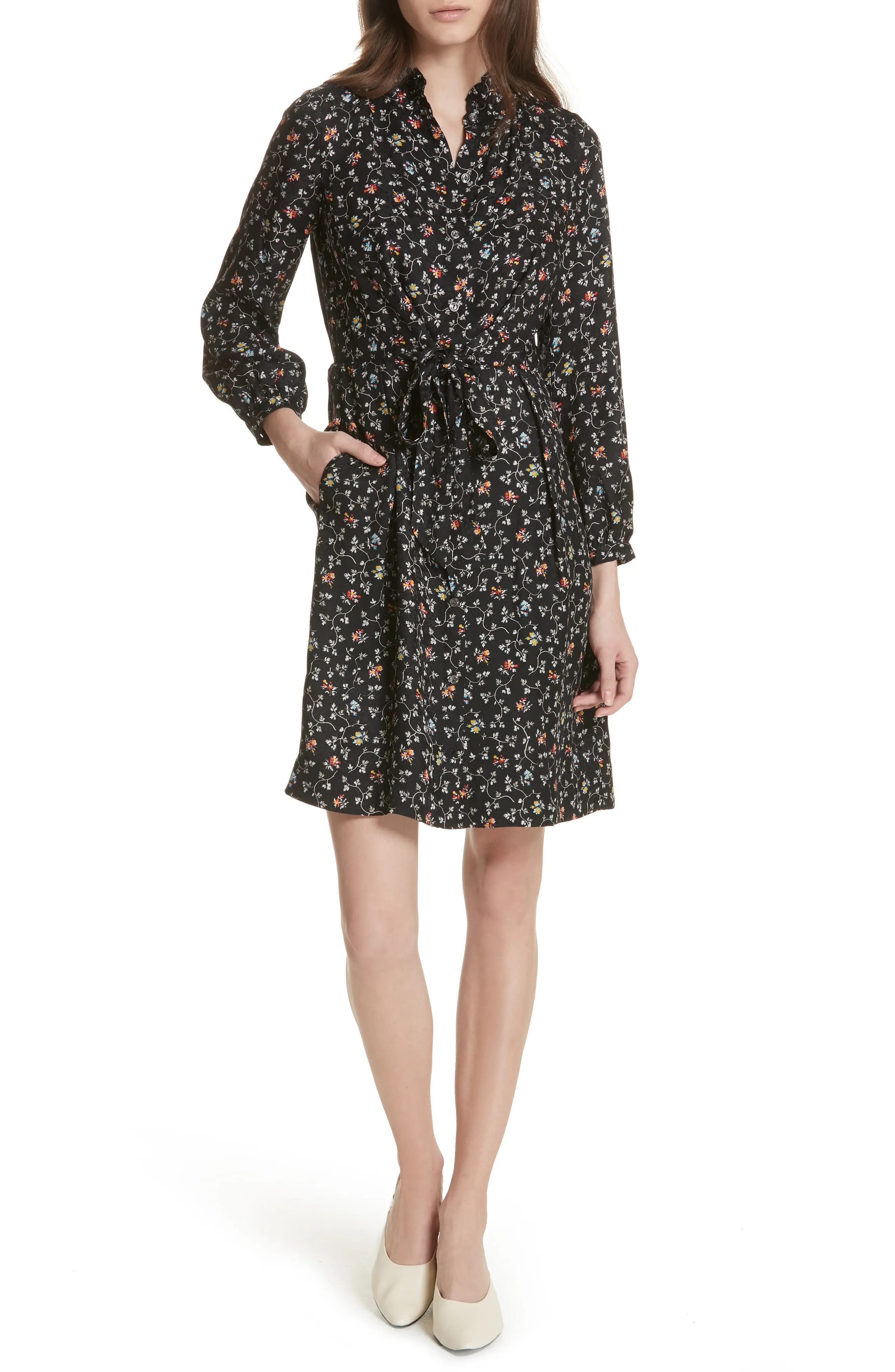 Floral Vine Silk Shirtdress | Nordstrom
