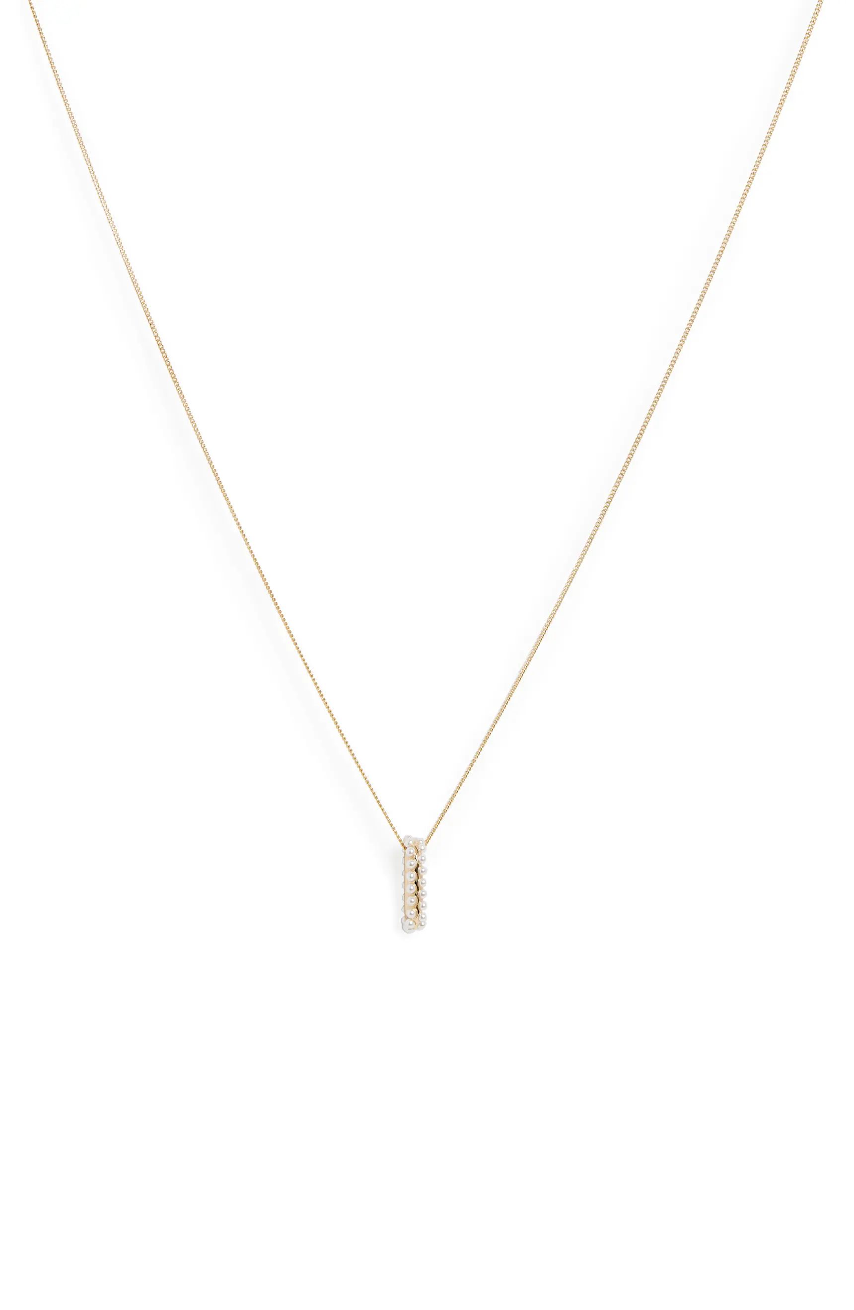 AllSaints Imitation Pearl Oval Pendant Necklace | Nordstrom | Nordstrom