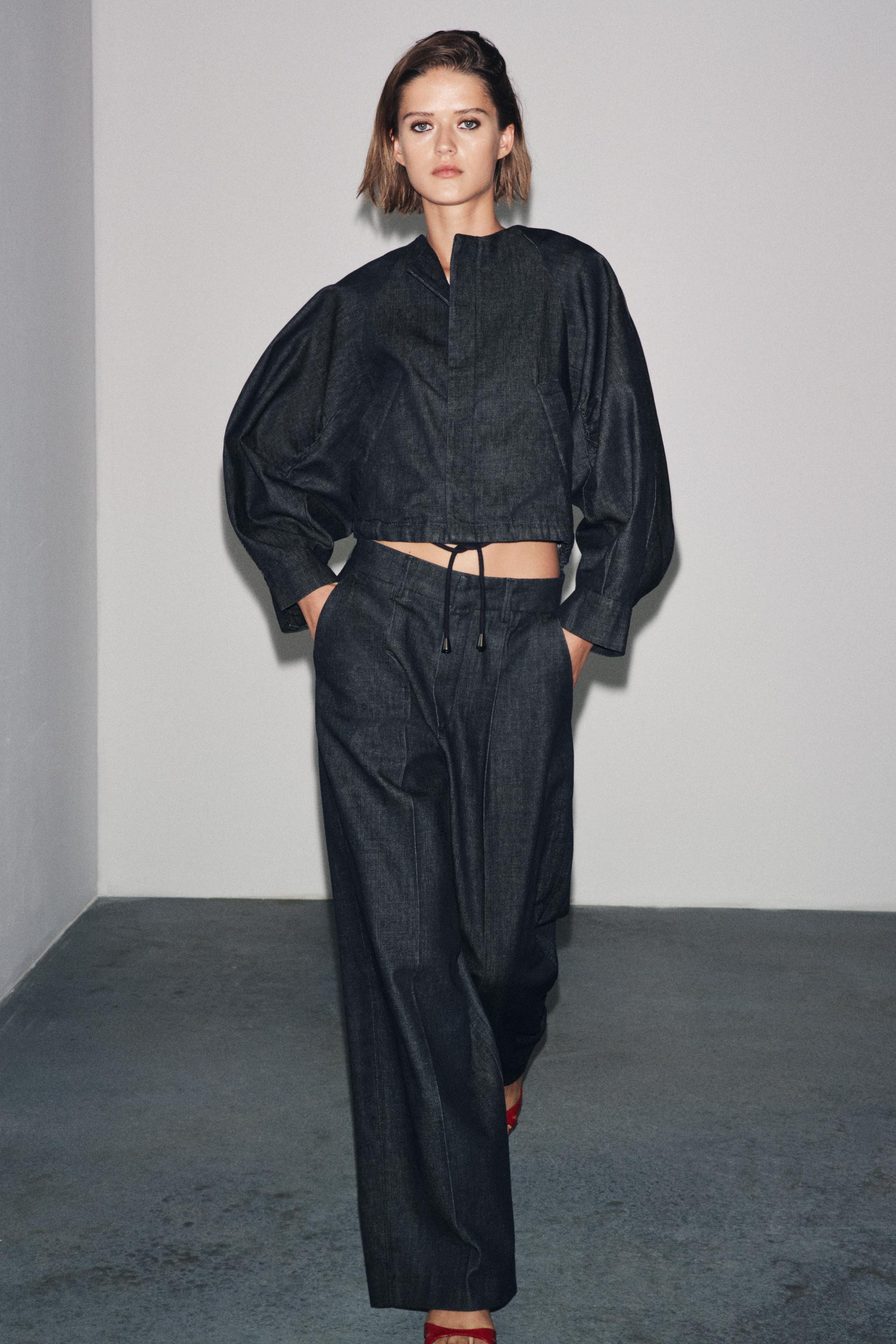 ZW COLLECTION PLEATED DENIM PANTS | Zara US