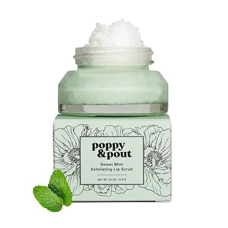 Poppy & Pout Natural Lip Scrub, Moisturizing Sugar Scrub for Dry Lips, Lip Scrubber Exfoliator wi... | Amazon (US)