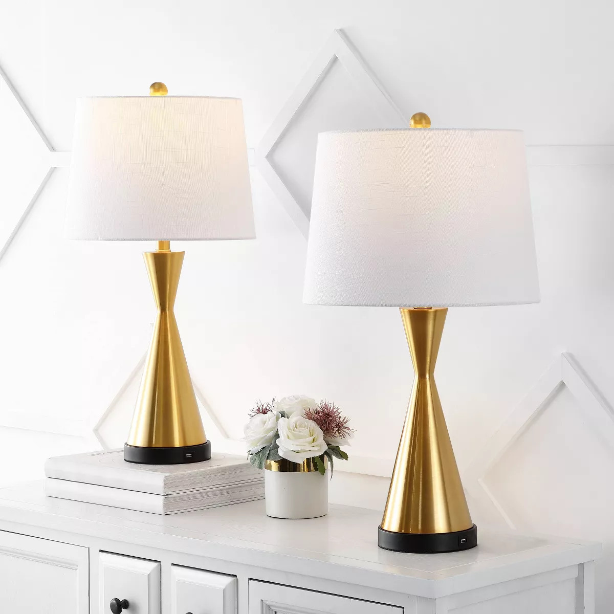 (Set of 2) 26" Colton Classic French Country Iron LED Table Lamp with USB Charging Port (Includes... | Target