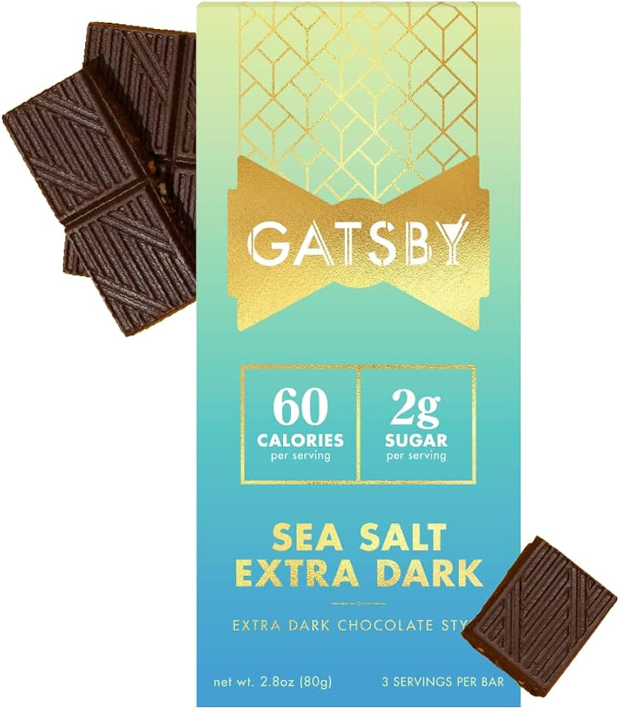 Gatsby Sea Salt Dark Chocolate Chocolate Style Bars 12-Pack | Low-Calorie, Low-Sugar, Low-Carb | Amazon (US)