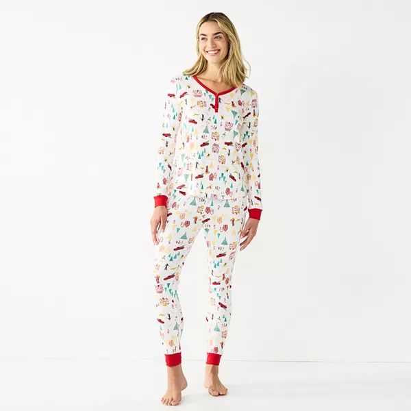 Women's LC Lauren Conrad Jammies For Your Families® Holiday Village Pajama Set | Kohl's