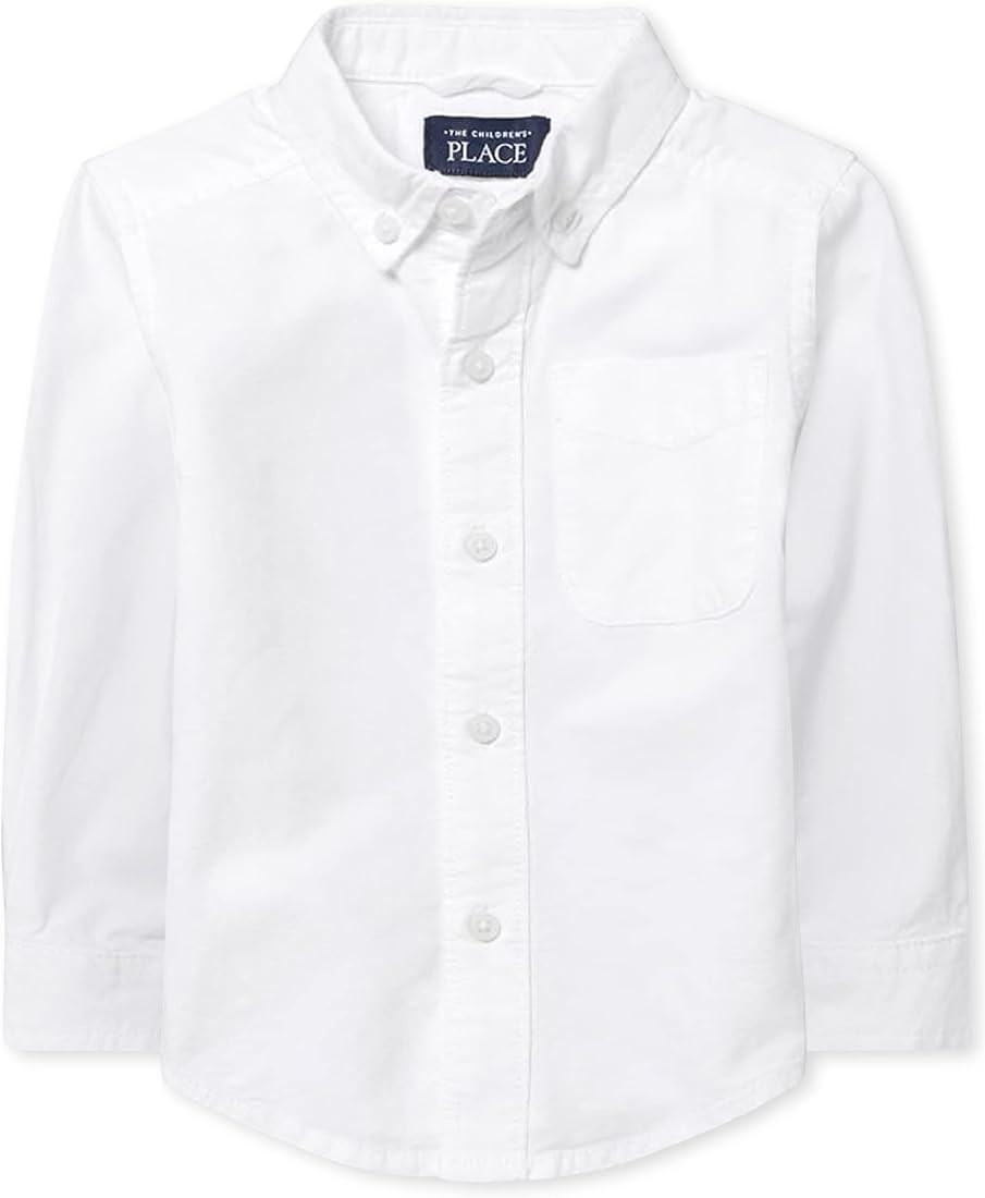 The Children's Place Baby Boys And Toddler Boys Long Sleeve Oxford Button Down Shirt,White,3T | Amazon (US)