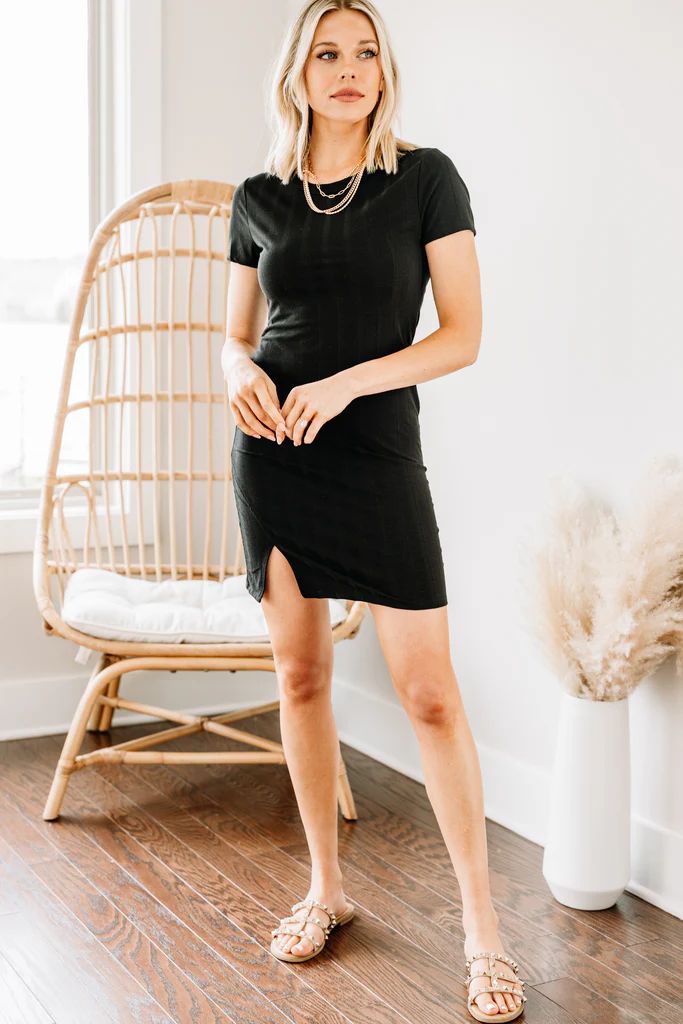 Believe In You Black Ribbed Dress | The Mint Julep Boutique