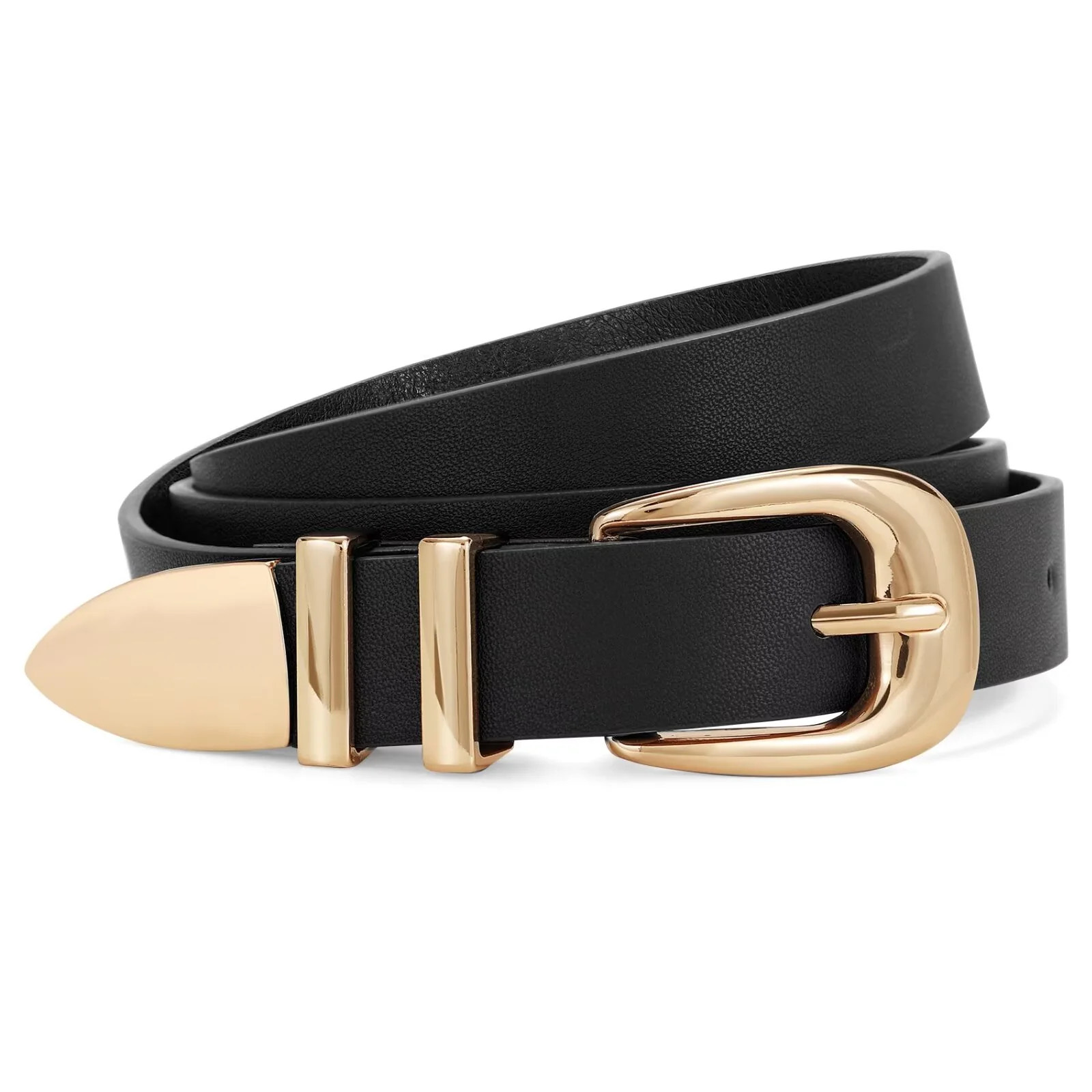 WHIPPY Women Leather Belt Black Ladies Waist Belt for Jeans Dresses Pants | Walmart (US)