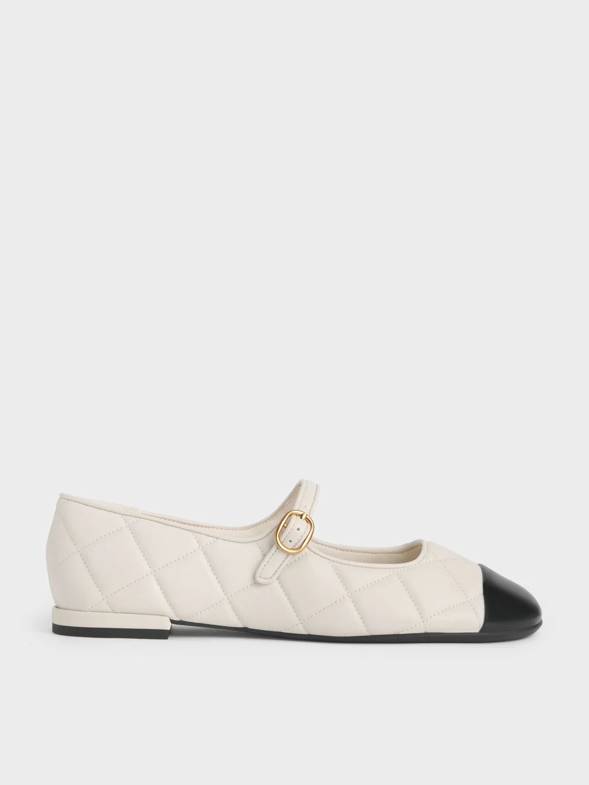 Toe-Cap Quilted Mary Janes
 - Chalk | Charles & Keith UK
