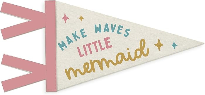 Girls Room Decor, Make Waves Little Mermaid Wall Hanging Pennant Flag Banner, Preppy Beach Coasta... | Amazon (US)