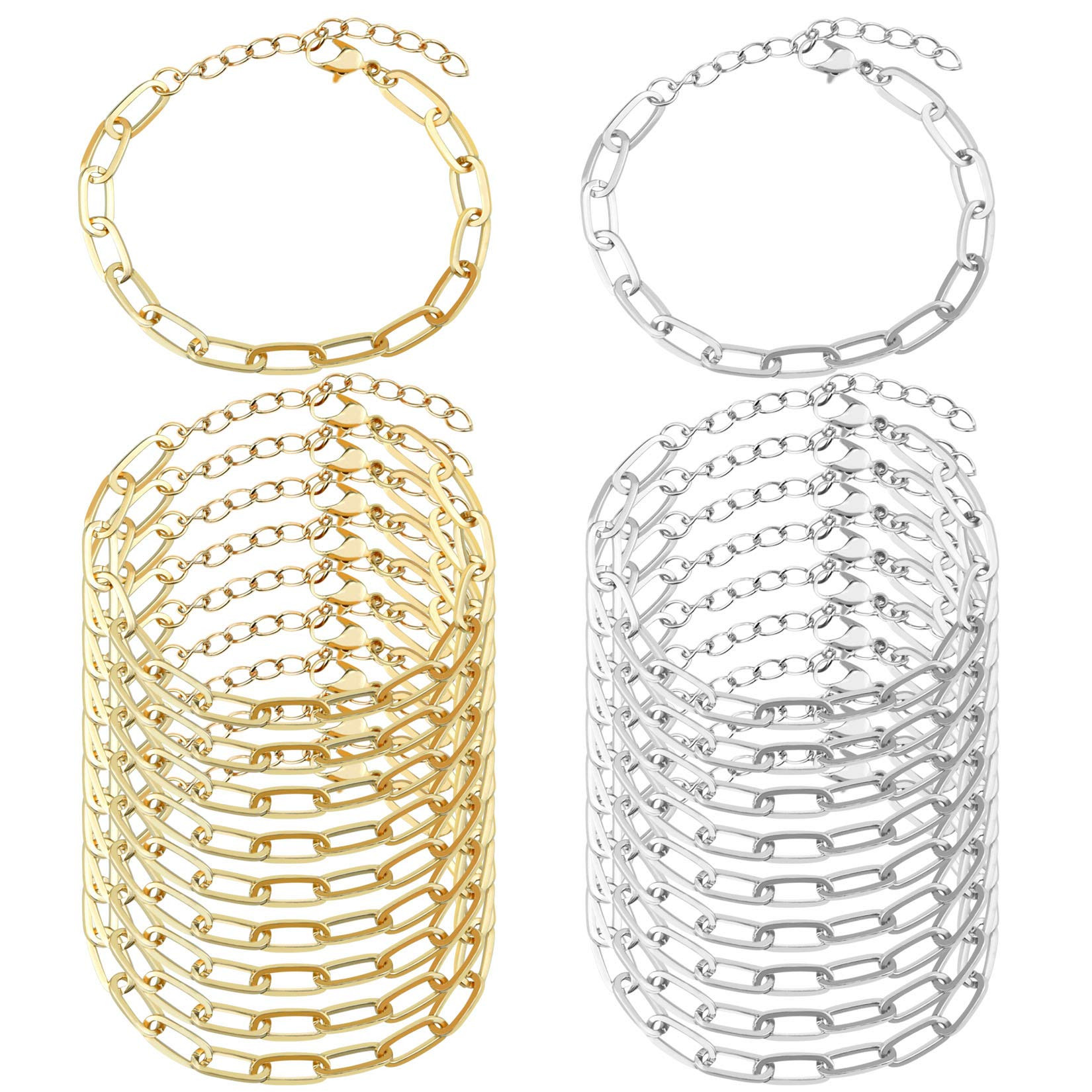 20pcs Chain Bracelets Kit Including 10pcs Gold Chain Bracelets and 10pcs Silver Chain Bracelets S... | Amazon (CA)