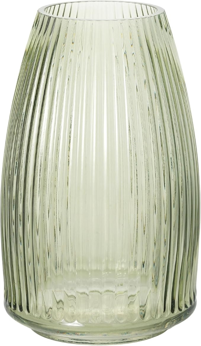 Sullivans Glass Vase, Green Glass Vases for Flowers, Small Ribbed Flower Vase for Modern Home Dec... | Amazon (US)