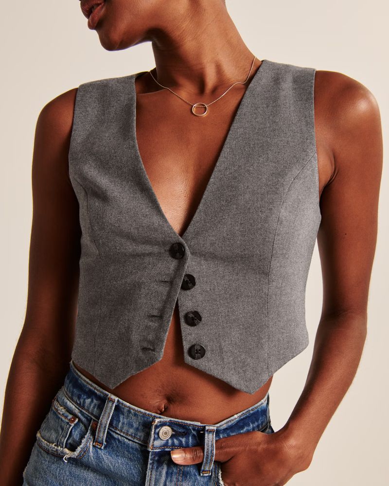 Women's Menswear Tailored Vest | Women's Tops | Abercrombie.com | Abercrombie & Fitch (US)